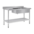Vogue Double Bowl Sink L/H Drainer 1500mm 90mm Drain - HC905