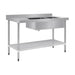 Vogue Double Bowl Sink L/H Drainer 1500mm 90mm Drain - HC905
