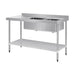 Vogue Double Bowl Sink L/H Drainer 1500mm 90mm Drain - HC905