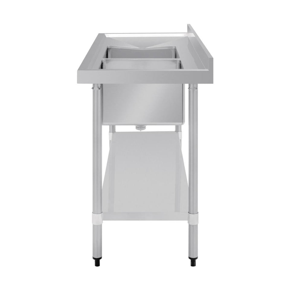 Vogue Double Bowl Sink L/H Drainer 1500mm 90mm Drain - HC905