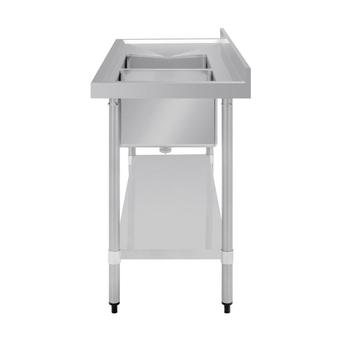 Vogue Double Bowl Sink L/H Drainer 1500mm 90mm Drain - HC905