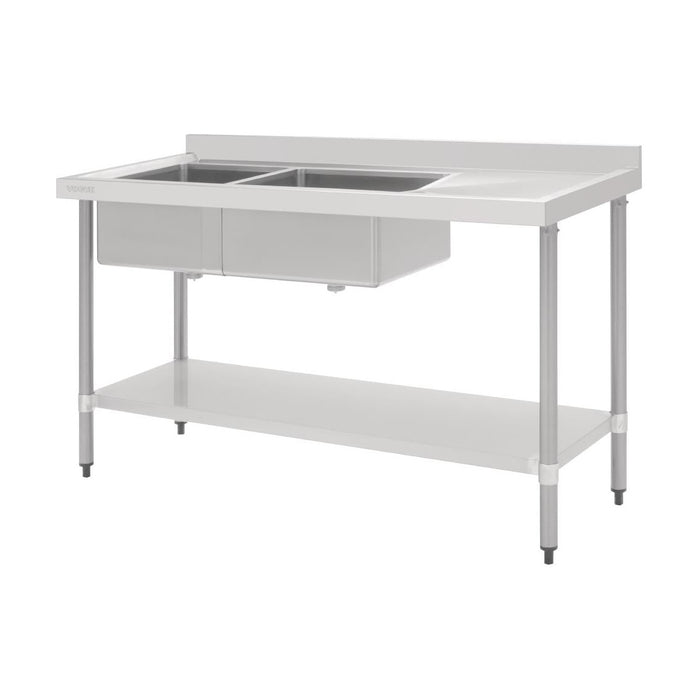 Vogue Double Sink Right Hand Drainer 1800mm - HC907