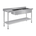 Vogue Double Bowl Sink L/H Drainer 1800mm 90mm Drain - HC908