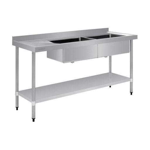 Vogue Double Bowl Sink L/H Drainer 1800mm 90mm Drain - HC908