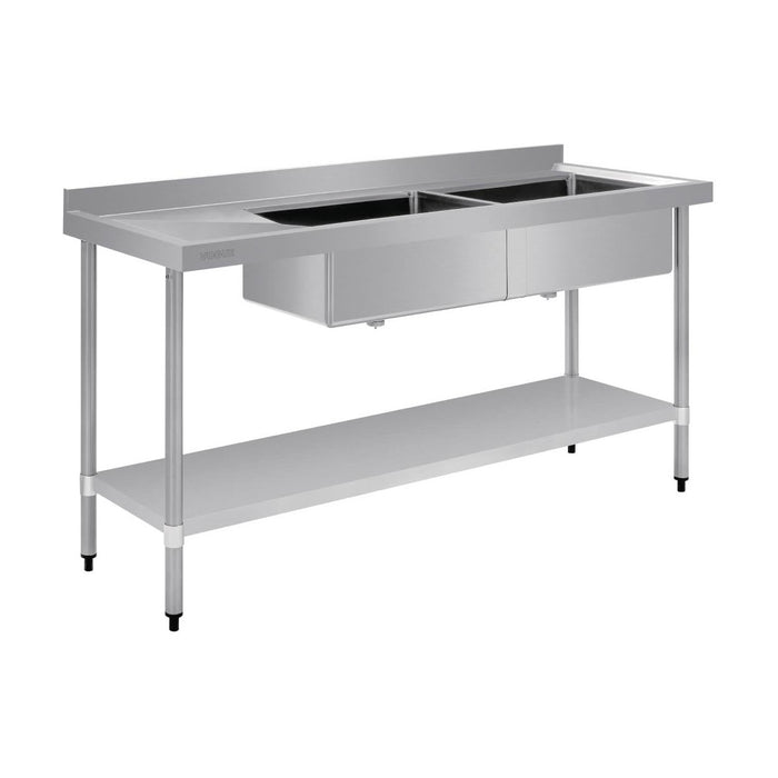 Vogue Double Bowl Sink L/H Drainer 1800mm 90mm Drain - HC908