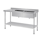 Vogue Double Bowl Sink L/H Drainer 1800mm 90mm Drain - HC908