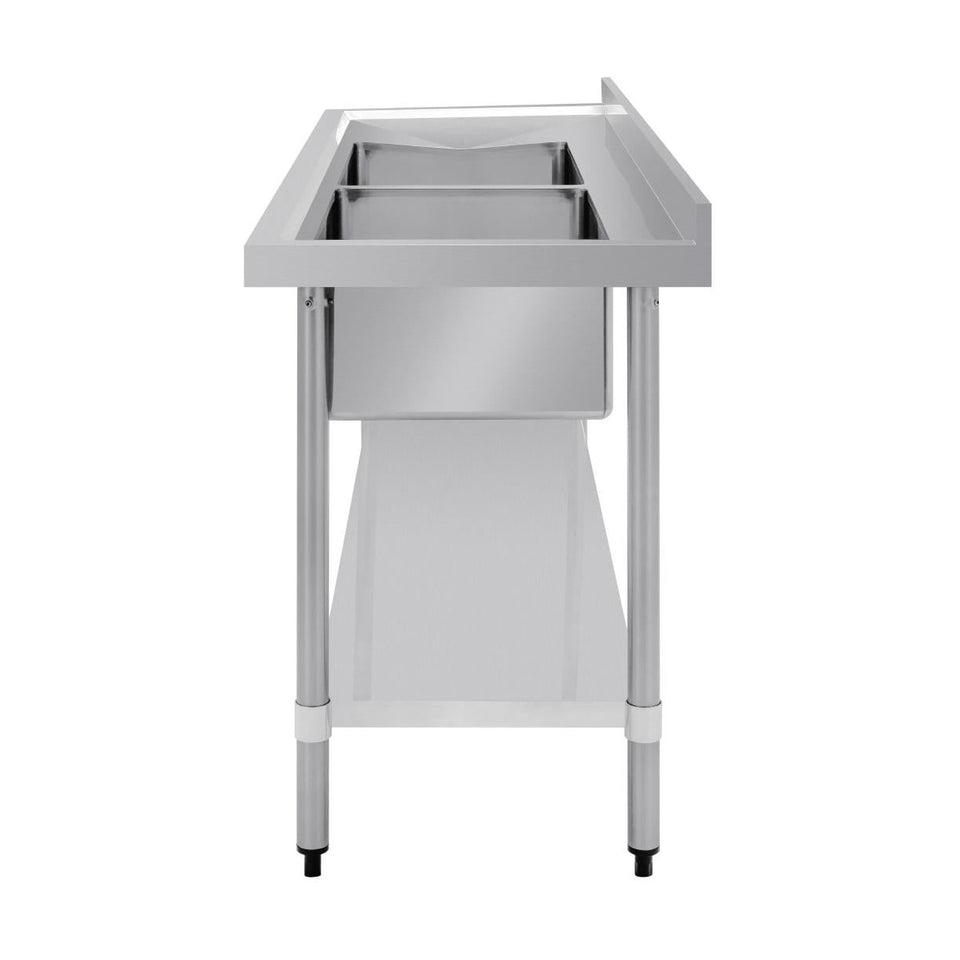 Vogue Double Bowl Sink L/H Drainer 1800mm 90mm Drain - HC908