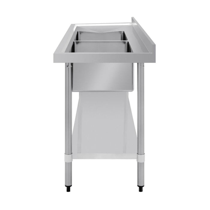 Vogue Double Bowl Sink L/H Drainer 1800mm 90mm Drain - HC908