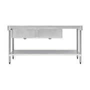 Vogue Double Bowl Sink L/H Drainer 1800mm 90mm Drain - HC908