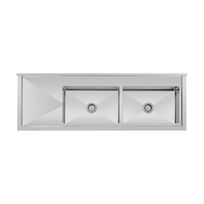 Vogue Double Bowl Sink L/H Drainer 1800mm 90mm Drain - HC908