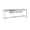 Vogue Double Bowl Sink Double Drainer 2400mm 90mm Drain - HC909