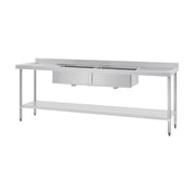 Vogue Double Bowl Sink Double Drainer 2400mm 90mm Drain - HC909