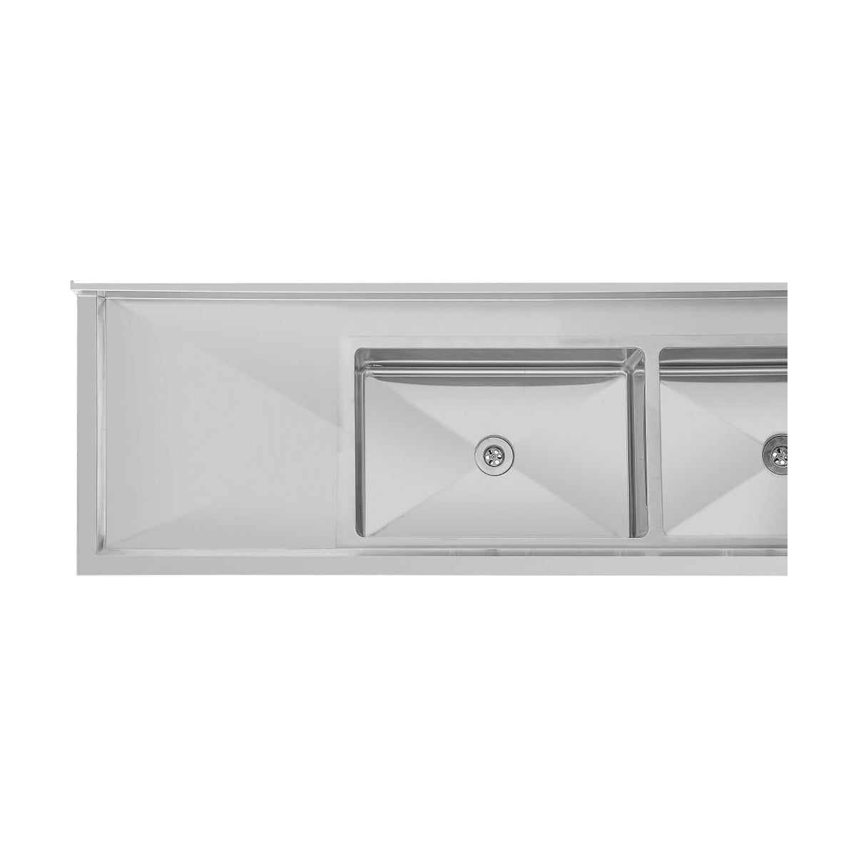 Vogue Double Bowl Sink Double Drainer 2400mm 90mm Drain - HC909