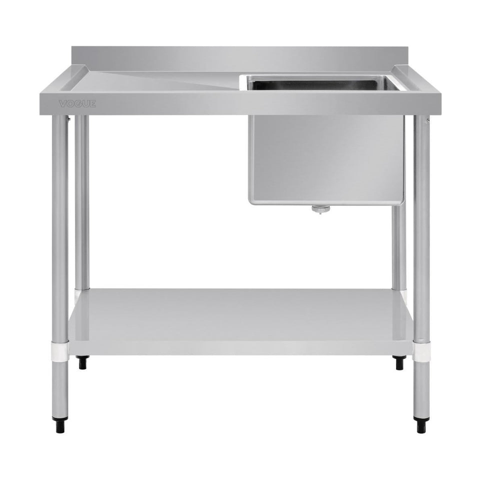 Vogue Single Bowl Sink L/H Drainer 1000mm x 700mm 90mm Drain - HC913