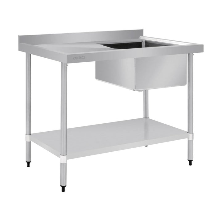Vogue Single Bowl Sink L/H Drainer 1200mm x700mm 90mm Drain - HC914