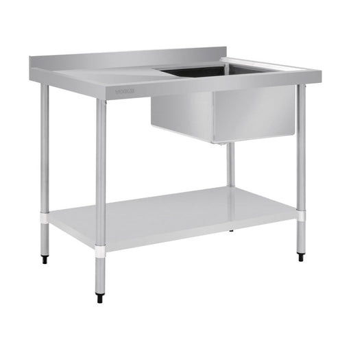 Vogue Single Bowl Sink L/H Drainer 1200mm x700mm 90mm Drain - HC914