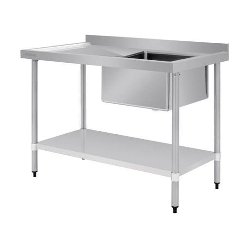 Vogue Single Bowl Sink L/H Drainer 1200mm x700mm 90mm Drain - HC914