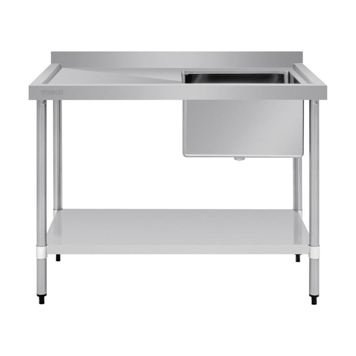 Vogue Single Bowl Sink L/H Drainer 1200mm x700mm 90mm Drain - HC914