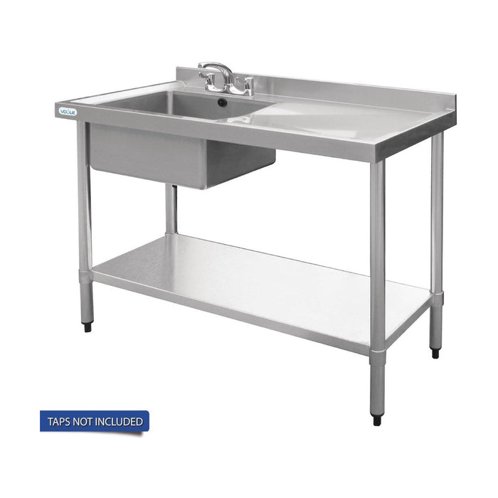 Vogue Single Bowl Sink R/H Drainer 1200mm x 700mm 90mm Drain - HC915