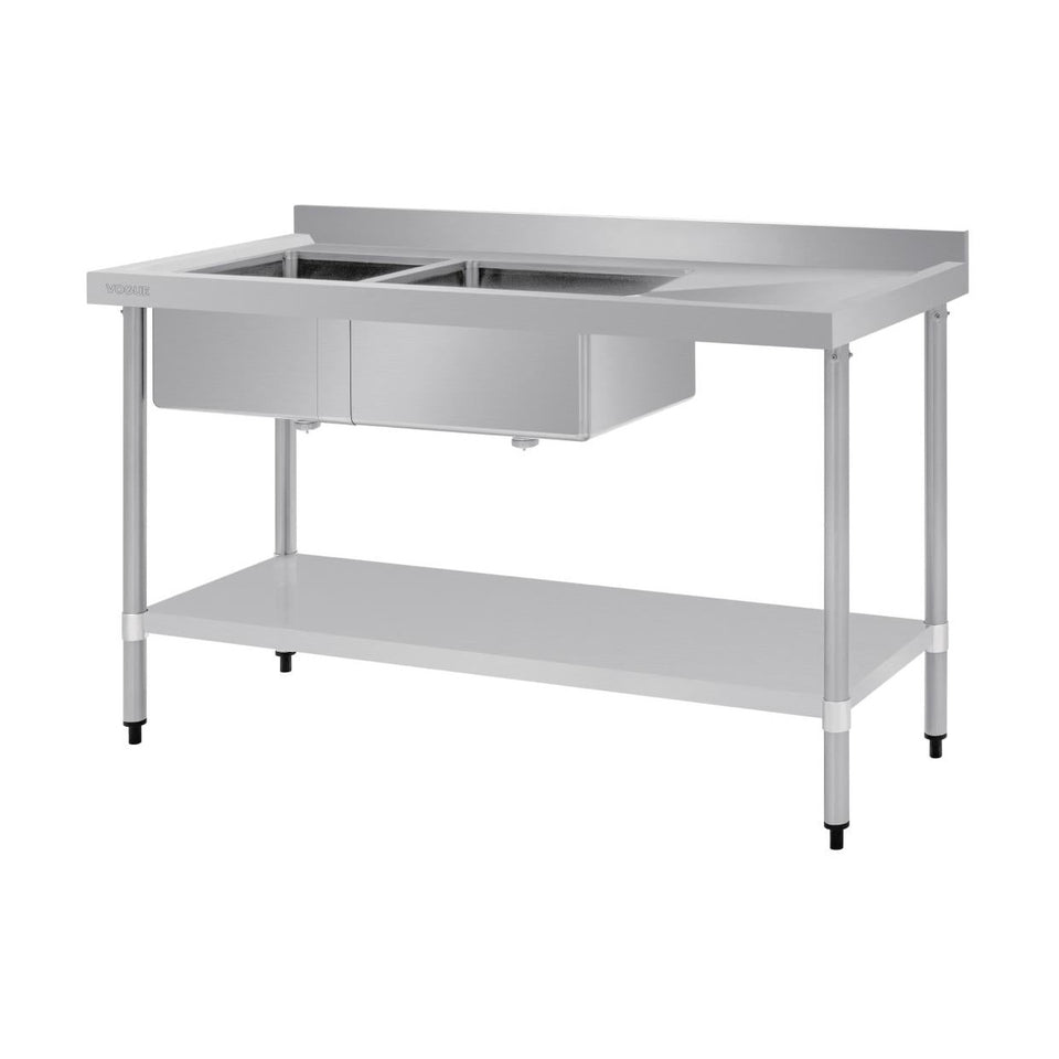 Vogue Double Bowl Sink R/H Drainer 1500mm x 700mm 90mm Drain - HC916