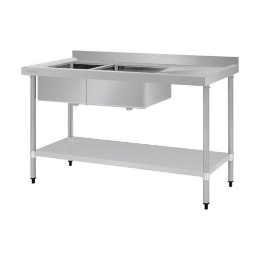 Vogue Double Bowl Sink R/H Drainer 1500mm x 700mm 90mm Drain - HC916