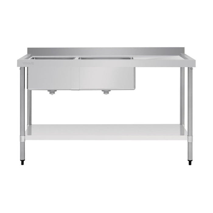 Vogue Double Bowl Sink R/H Drainer 1500mm x 700mm 90mm Drain - HC916