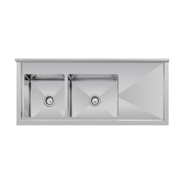 Vogue Double Bowl Sink R/H Drainer 1500mm x 700mm 90mm Drain - HC916