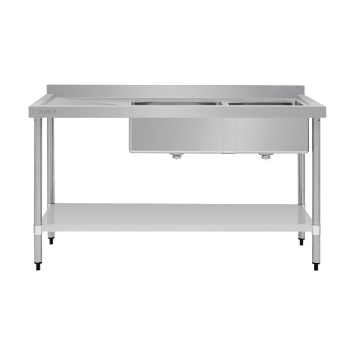 Vogue Double Bowl Sink L/H Drainer 1800mm x 700mm 90mm Drain - HC920