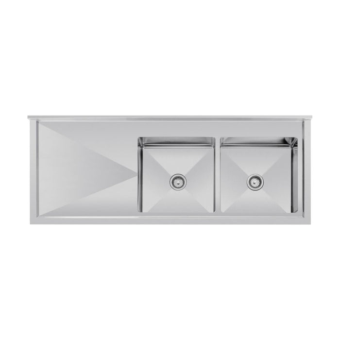 Vogue Double Bowl Sink L/H Drainer 1800mm x 700mm 90mm Drain - HC920
