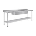 Vogue Double Bowl Sink Double Drainer 2400mm x 700mm 90mm Drain - HC921
