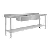 Vogue Double Bowl Sink Double Drainer 2400mm x 700mm 90mm Drain - HC921