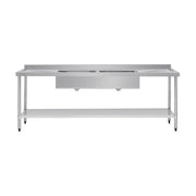 Vogue Double Bowl Sink Double Drainer 2400mm x 700mm 90mm Drain - HC921