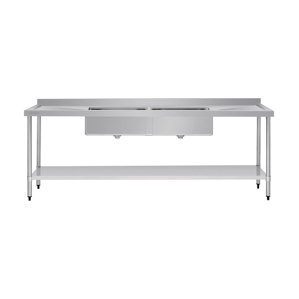 Vogue Double Bowl Sink Double Drainer 2400mm x 700mm 90mm Drain - HC921