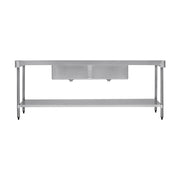 Vogue Double Bowl Sink Double Drainer 2400mm x 700mm 90mm Drain - HC921
