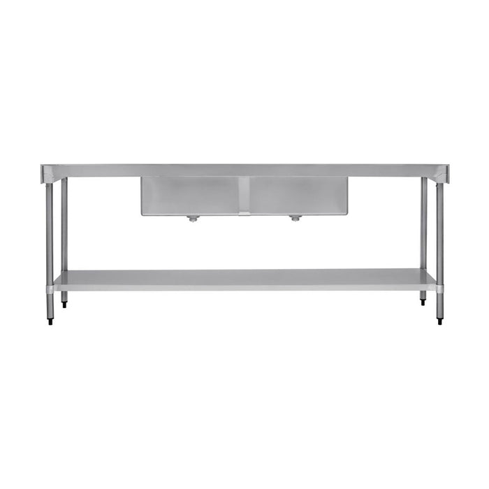 Vogue Double Bowl Sink Double Drainer 2400mm x 700mm 90mm Drain - HC921