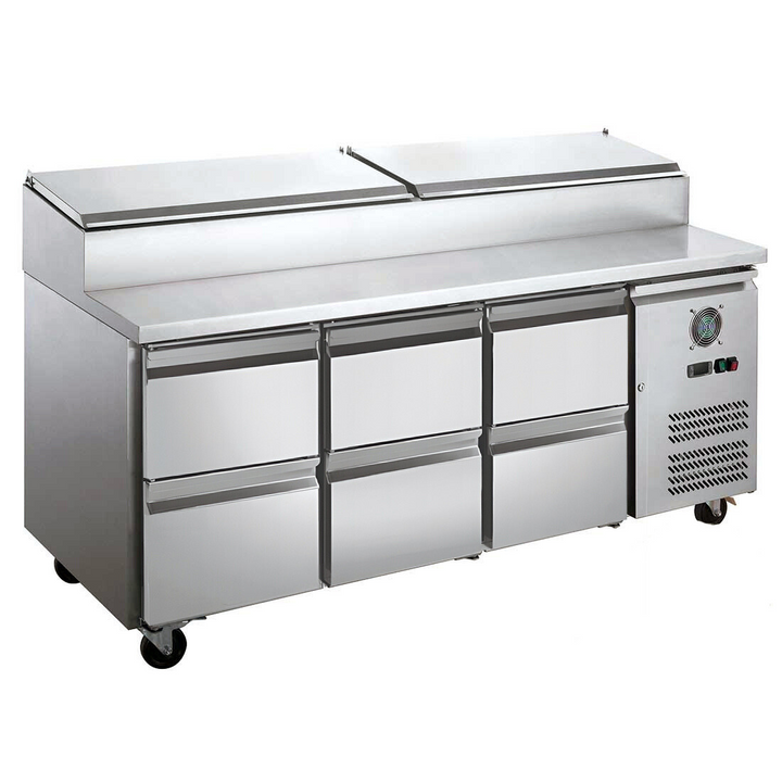 FED-X 6 Drawer Salad Prep Fridge - XSS7C18S3V-6D