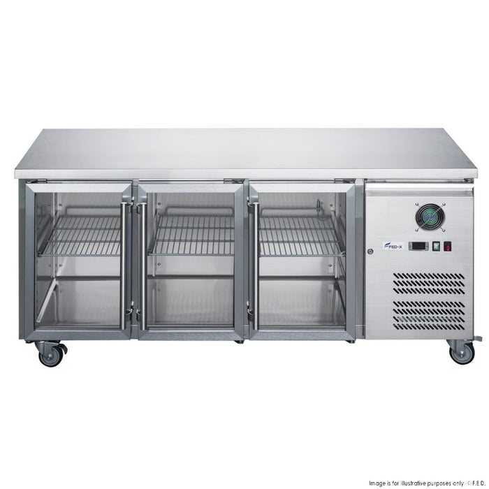 FED-X Three Glass Door Bench Fridge - XUB7C18G3V