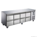 FED-X S/S Eight-Door Bench Fridge with Drawers - XUB7C22S4D