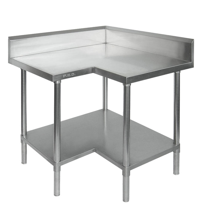 Modular Systems Stainless Steel Economic Corner Workbench 100mm Splashback & Undershelf 600mm - 0900-6-WBCB