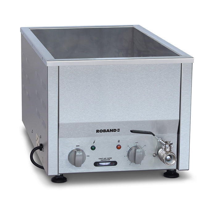 Roband Counter Top Bain Marie narrow with thermostat 2 x 1/2 size, pans not included - BM21T