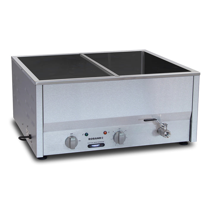 Roband Counter Top Bain Marie with thermostat and removable cross bar 2 x 1/2 size, pans not included - BM4T
