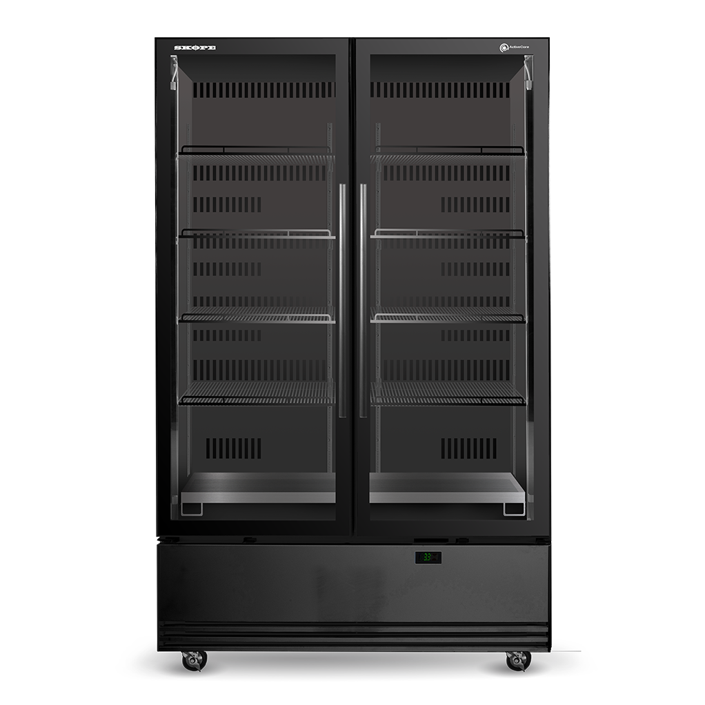 SKOPE ActiveCore BME 2 Glass Door Display or Storage Fridge 1079L - BME1200N-A - Black