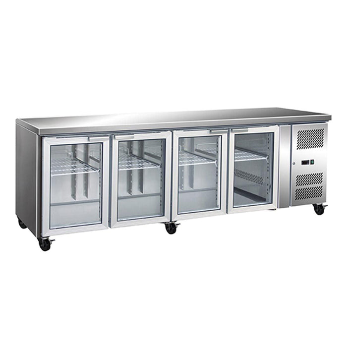 Thermaster 4 Glass Door Gastronorm Bench Fridge 615L - GN4100TNG