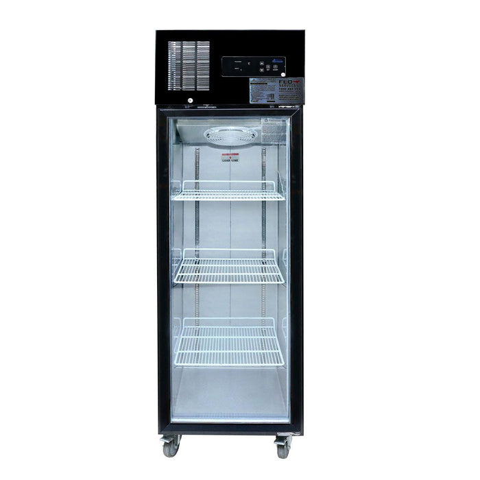 Thermaster Single Glass Door Upright Freezer Black Stainless Steel 500L - SUFG500B