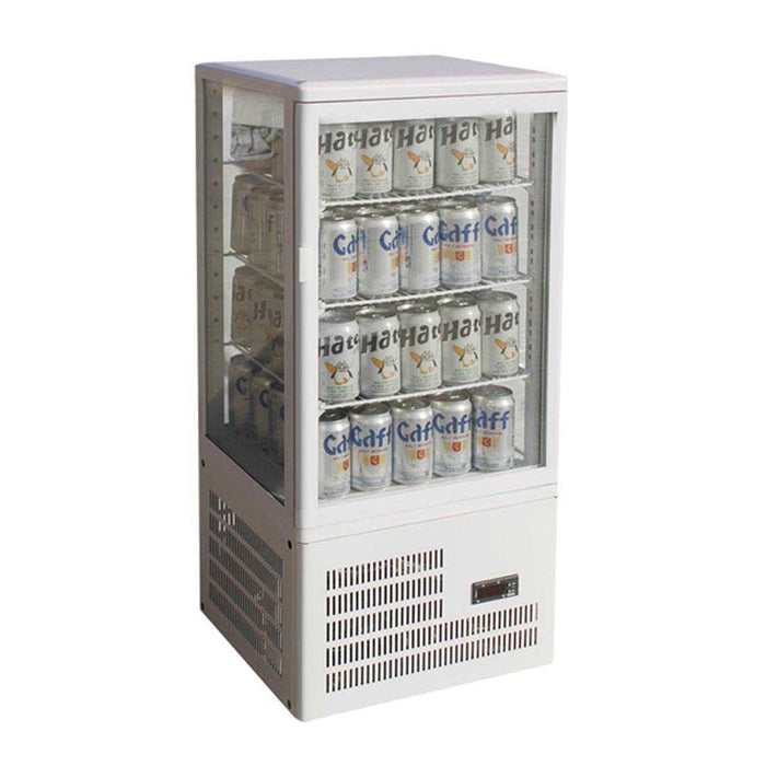 Thermaster Four-Sided Countertop Beverage Display Fridge 78L White - TCBD78W