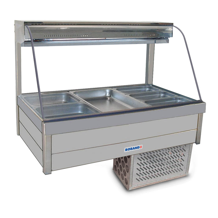 Roband Curved Glass Refrigerated Display Bar - Piped and Foamed only (no motor), 6 pans - CFX23RD