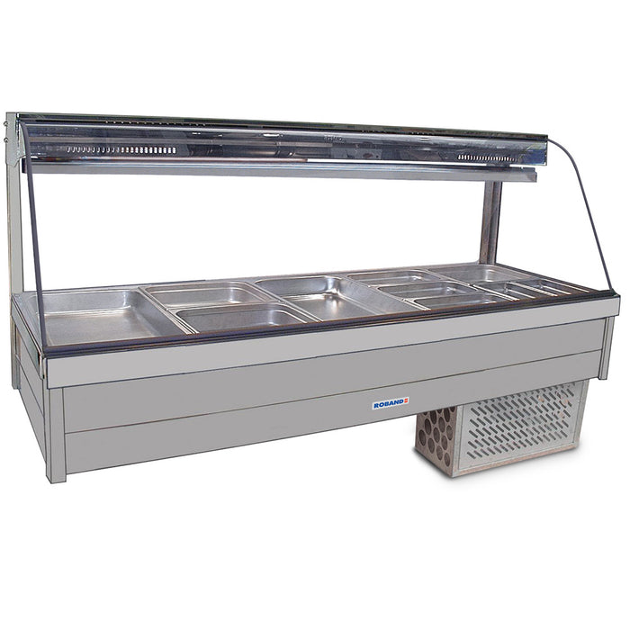 Roband Curved Glass Refrigerated Display Bar - Piped and Foamed only (no motor), 10 pans - CFX25RD