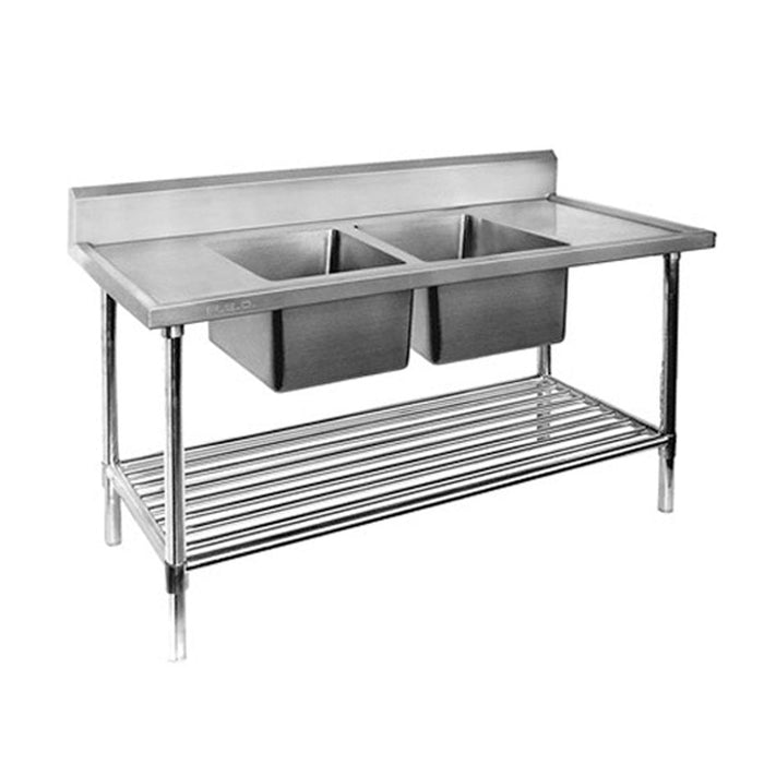 Modular Systems Stainless Steel Double Sink Bench with Pot Undershelf - DSB6 & DSB7