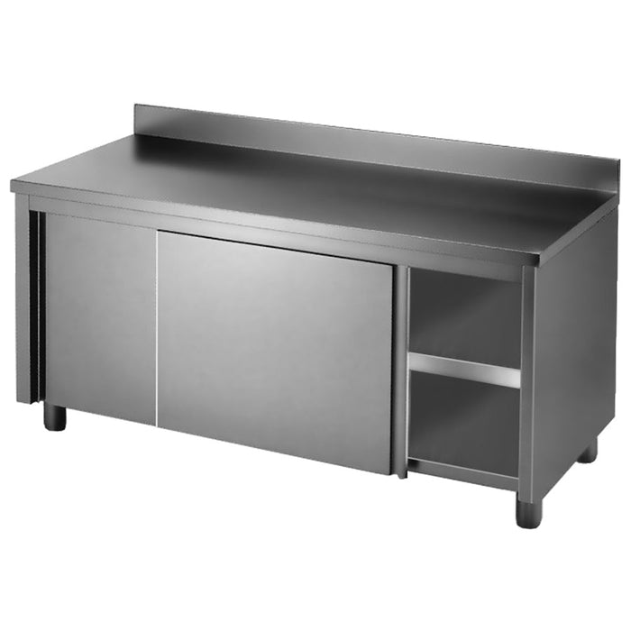 Modular Systems Stainless Steel Kitchen Tidy Workbench Cabinet with Splashback 1500mm - DTHT-1500B-H