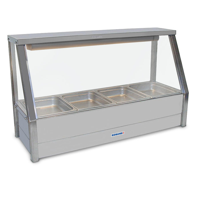 Roband Straight Glass Hot Food Display Bar, 4 pans single row with roller doors - E14RD
